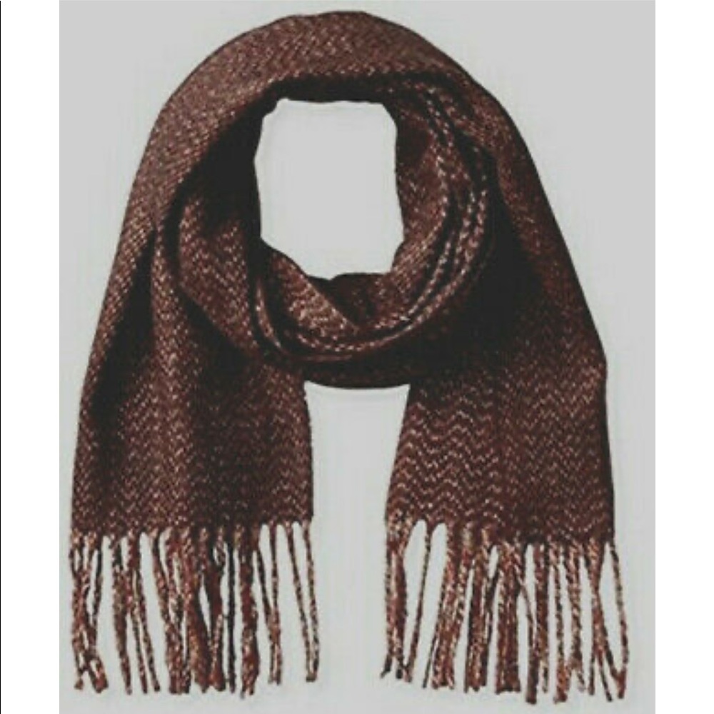 NWT Fraas Cashmink Acrylic Marled Burgundy Fringe Scarf